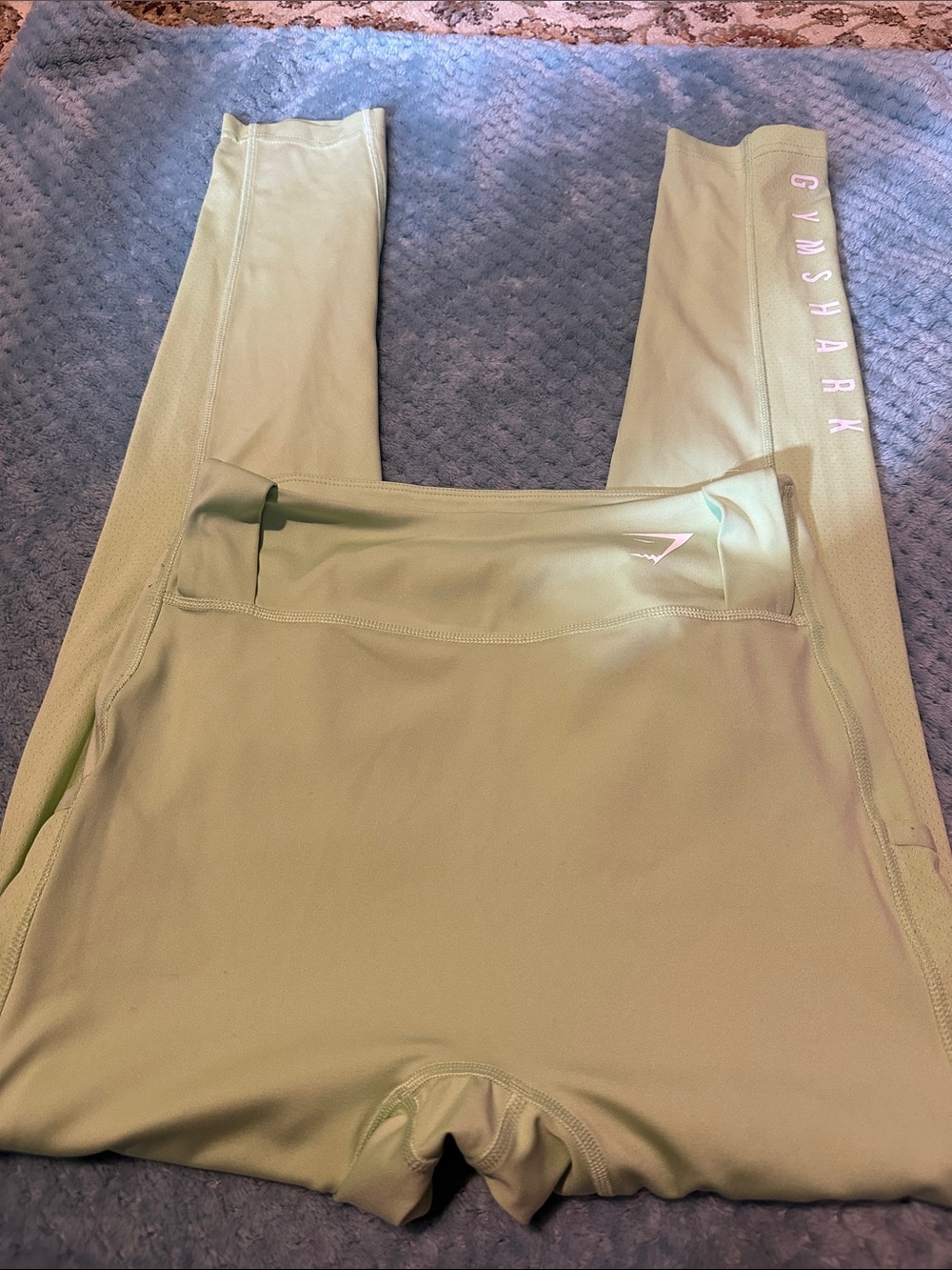 Gymshark High-Rise Leggings in Sage Green with Logo Detail
